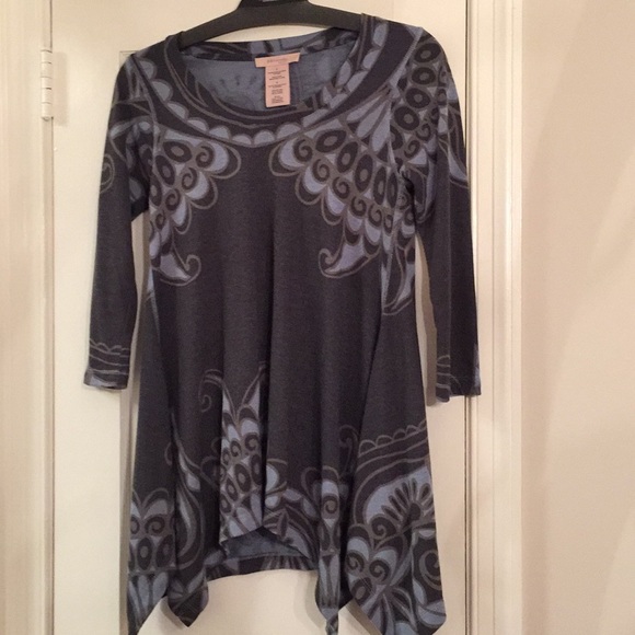 Philosphy Tops - Philosophy Tunic Top/Dress Paisley Gray/ Blue Sz S